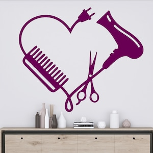 Friseur Salon Wand Fenster Aufkleber Aufkleber Friseur Haar Werkzeuge Schere Barber Shop Schönheitssalon HS024