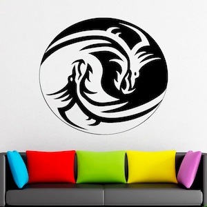 Yin Yang wall decal, Taoism, Vinyl Decal, Sticker, Floral, balance, gift, ying yang, Daoism, Wall decals, Window Decal, Handmade 2040