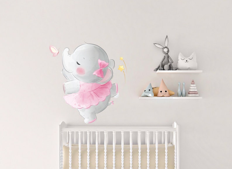 Cute Baby Elephant Wall Decal for Baby Girl Nursery Elephant Etsy