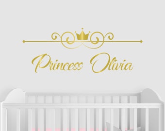 Princess Crown Custom Name Wall Decal - Girls Room Decor CR14