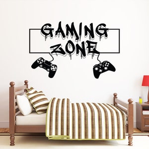Calcomanía de pared para gamers, calcomanía de pared para videojuegos, calcomanía de pared para controlador, arte de pared para sala de juegos 2431re