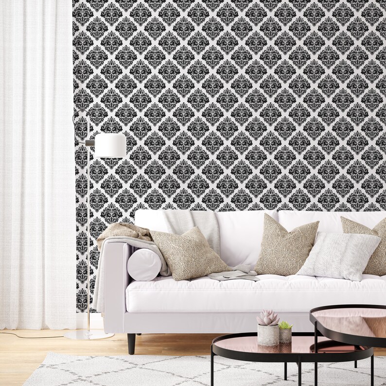 Damask Wallpaper Peel and Stick Vintage Damask Self Adhesive Etsy