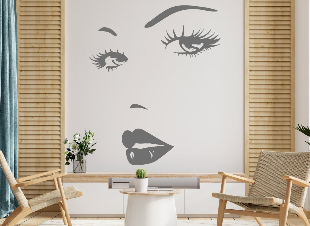 Woman Face Lashes Vinyl Wall Decal: Beauty Salon Decor 010re - Etsy