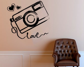 Camera Wall Decal: Photo Studio Decor, Removable Vinyl Sticker 2175