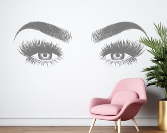 Wall Art Sticker Eye Lashes Extensions Beauty Salon Wall Decor Eyebrows  Make Up Wall Stick on Tiles for Kitchen Little Hexagon Mirrors Wall  Decorations for Bed Room Sticker Glitter Glue Dance Floor 