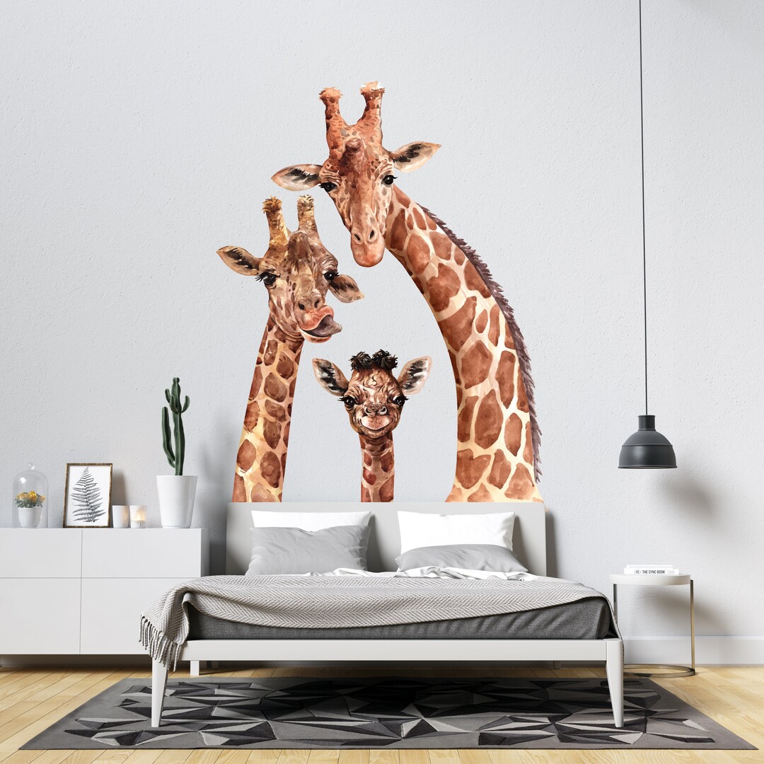 Giraffe Family Vinyl Wall Decal | Safari Nursery Decor | Animal Theme ...