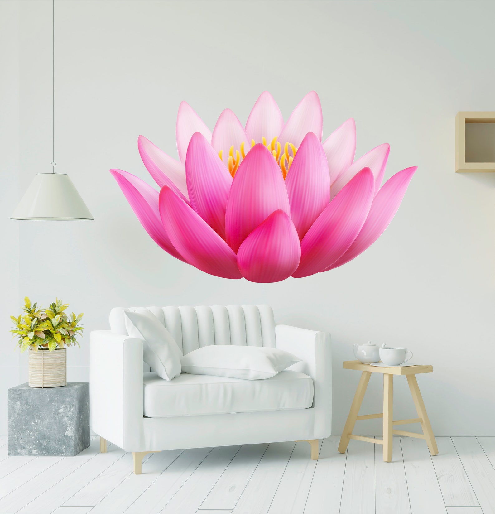 Lotus Blossom Vinyl Wall Decal | Mandala Yoga Studio Sticker | Zen ...