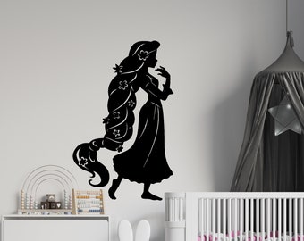 Rapunzel Wandtattoo: Verhedderte Prinzessin für Mädchen Zimmer DP17