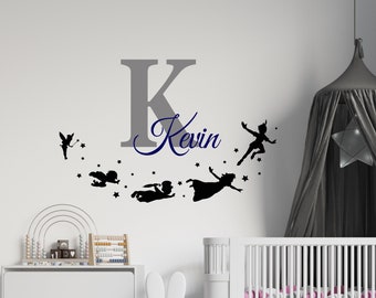 Personalized Name Wall Decal |Peter Pan and Children Wall Decal | Custom Name Wall Decal | Decal for Nursery cn24