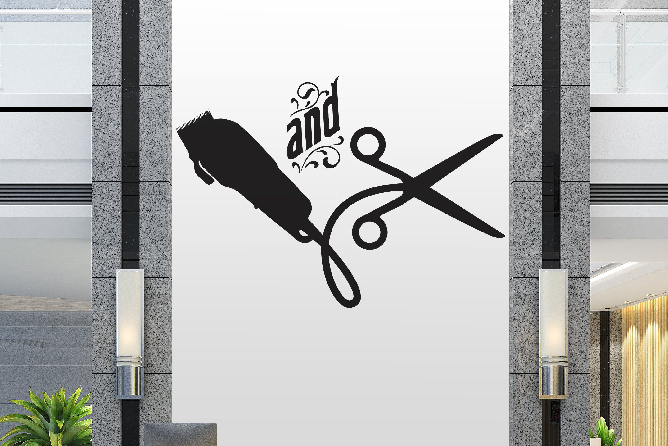 Hair Salon Wall Window Decal Sticker Hair Stylist Hair Tools Etsy