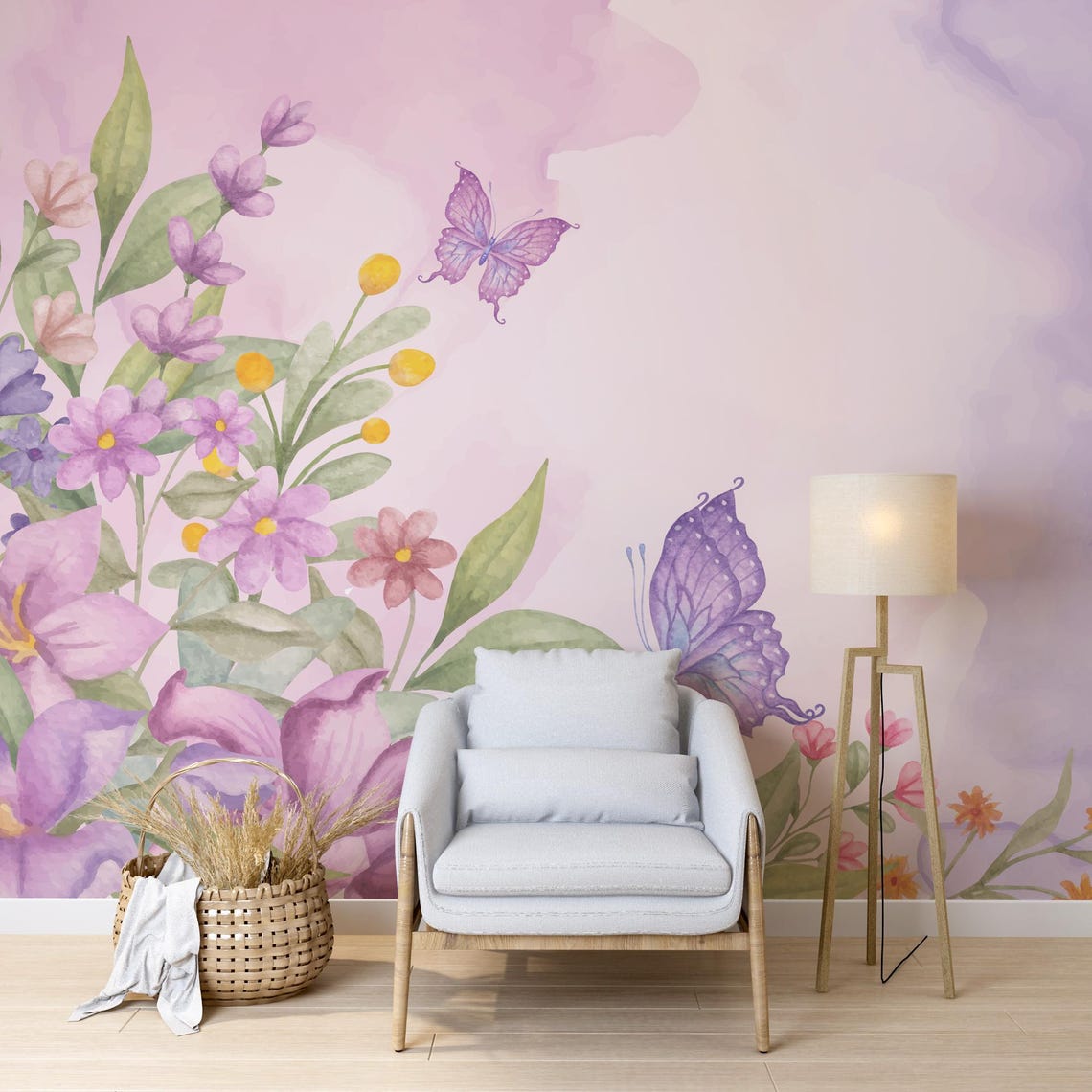 Pastel Butterflies Peel & Stick Wallpaper, Removable Watercolor ...