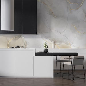 Gray Marble Pattern Wallpaper Marble Texture Peel and Stick Natural Stone Grey Wallpaper Marble Style Wallpaper Wall Art Home PW648