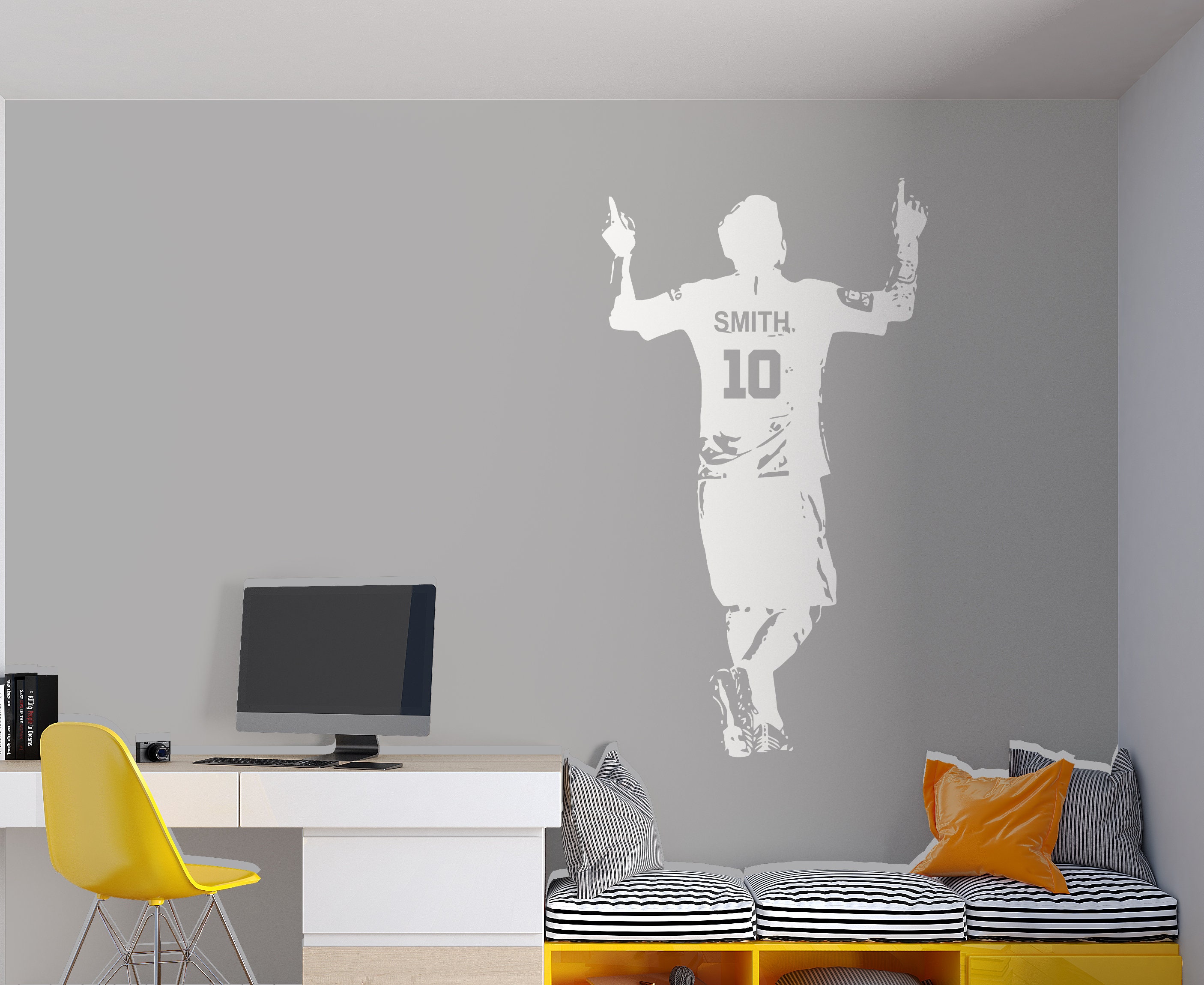 Personalized Soccer Player Wall Decal: Custom Name Vinyl Sticker Sc31 ...
