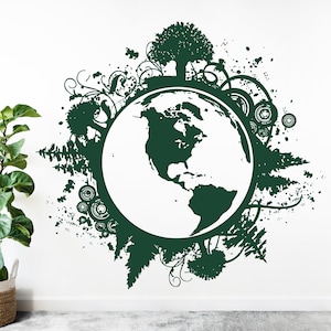 Calcomanía de pared Planeta Tierra, globo terráqueo, mapa, decoración de pared, pegatina para ventana, t433