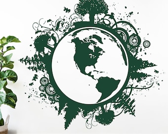 Planet Earth World Globe Vinyl Decal Sticker - Etsy UK