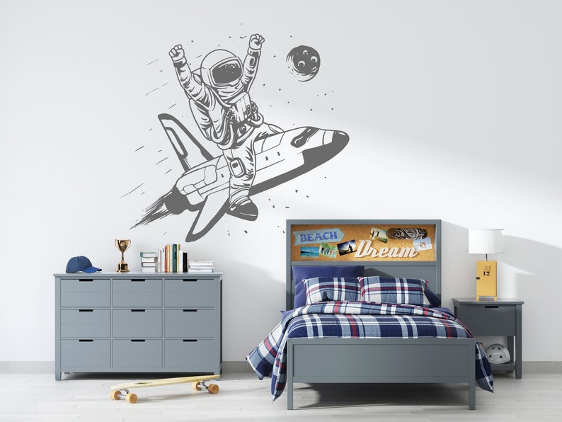 Astronaut Wall Decal Outer Space Wall Decal Custom Name Etsy