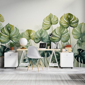Jungle Wallpaper Green Wall Mural Peel and Stick Wallpaper Tropical Leaves Wallpaper Self Adhesive Tropical Forest Wallpaper PW478