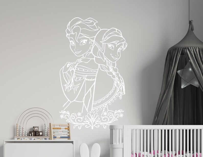 Princess Elsa and Anna Wall Decal Frozen Wall Decor Etsy