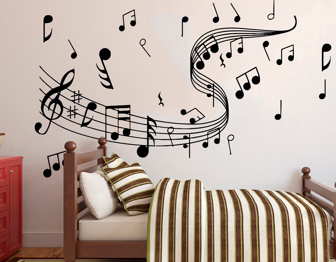 Music Notes Wall Decal Music Wall Decor Music Instrument Wall Etsy