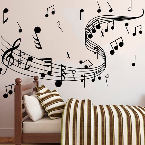 Music Notes Wall Decal Music Wall Decor Music Instrument Wall Etsy