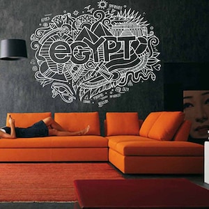 Egypt decor, Pharaoh, Pyramid, Sphinx, Mummy, Wall Decal, Window Sticker,Design,Handmade 2667