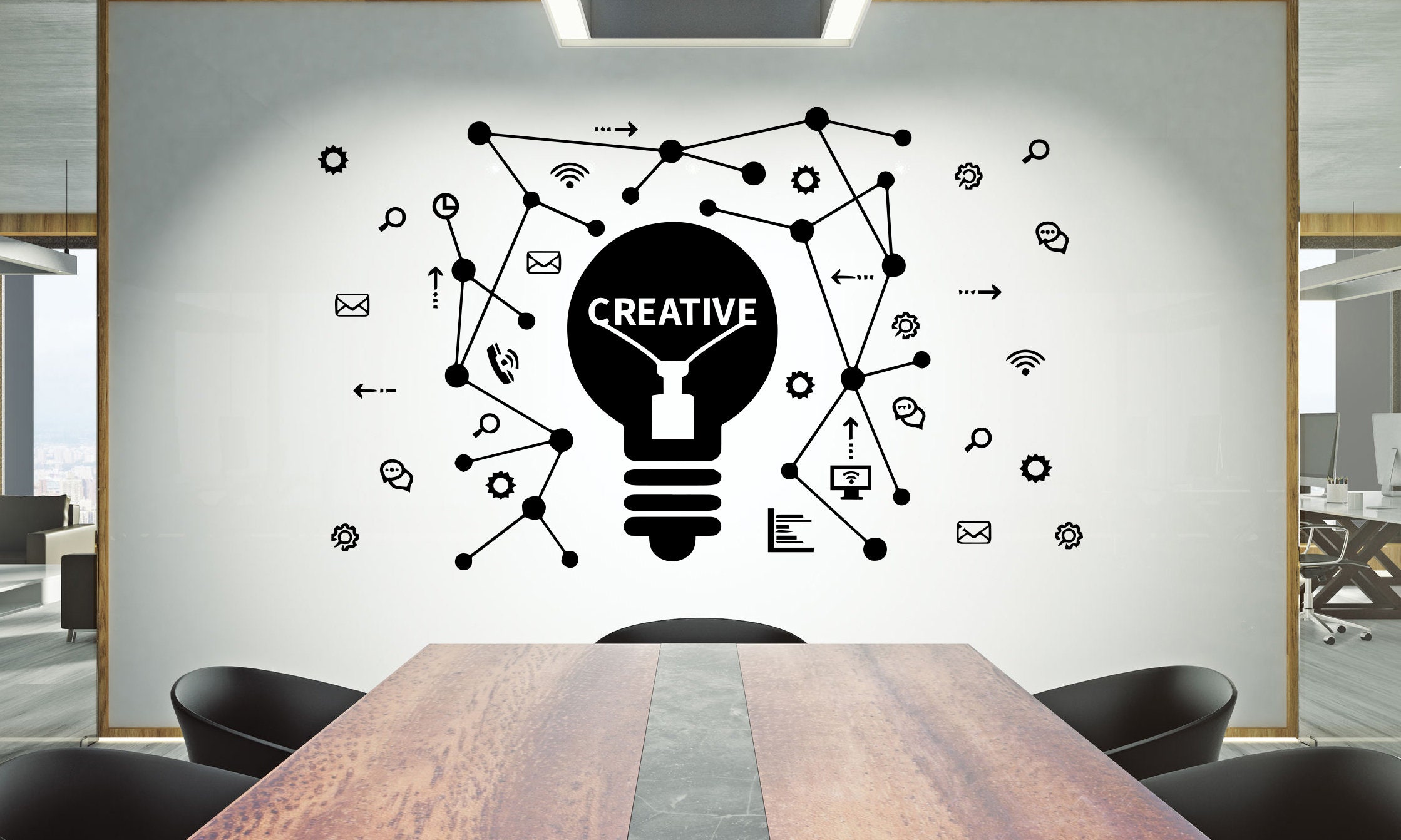 Teamwork Office Wall Decal: Creative Idea Lightbulb Vinyl Sticker ...