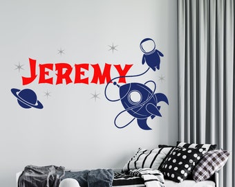 Blue Orbit | Space Theme Name Decal | Boys Room Decor | Custom Vinyl Wall Art | CN41