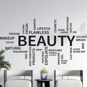 Beauty Salon Wall Decal Beauty Words Spa Manicure Pedicure Nail Salon Wall Decor Spa Salon Wall Sticker CUS146