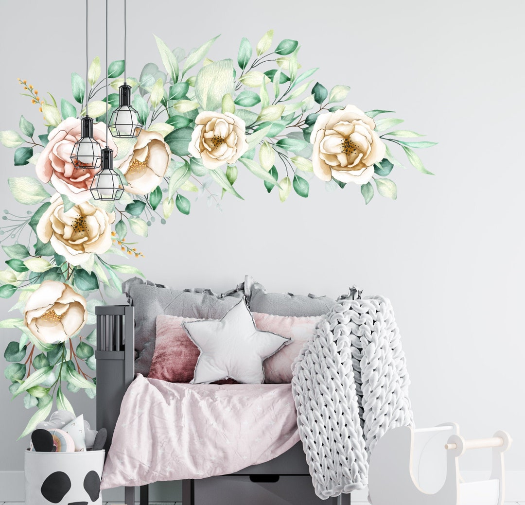 Garden Bloom Peony Vinyl Wall Decal | Watercolor Flower Sticker ...