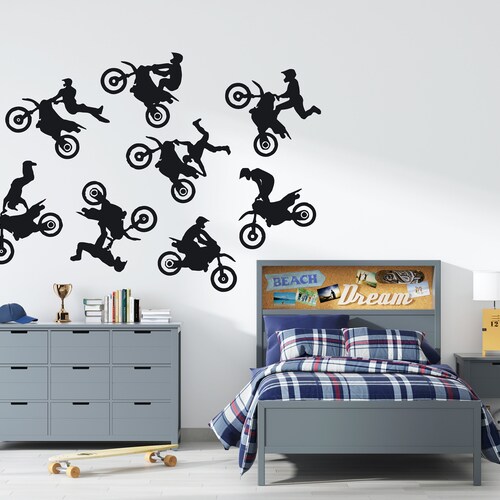 Motocross Wall Decal Motorcycle Wall Sticker Dirt Bike Wall Etsy