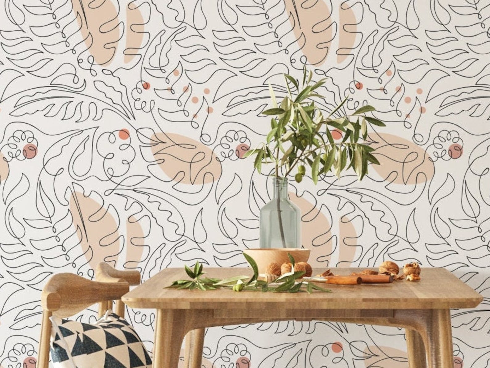 Boho Peel and Stick Wallpaper Bohemian Colors Botanical Self Etsy