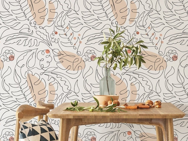 Boho Peel and Stick Wallpaper Bohemian Colors Botanical Self Etsy