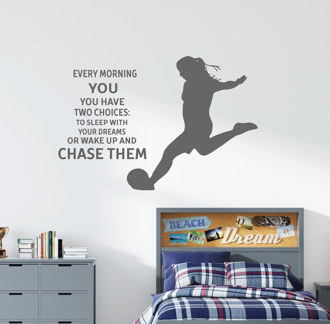 Girl Soccer Wall Decal Soccer Player Wall Sticker Soccer Etsy