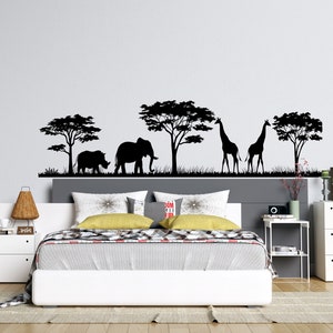 African Savanna Wall Decal Safari Animals Wall Decor Africa Wall Art Silhouette AF50
