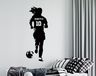 Personalized Girl Soccer Wall Decal: Custom Name Vinyl Sticker sc41