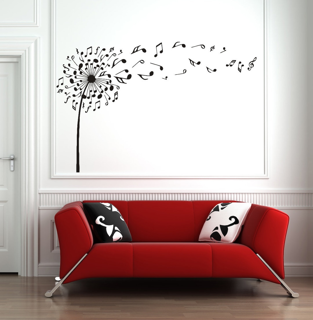 Dandelion Music Notes Wall Decal: Removable Vinyl Flower Decor PL14 - Etsy