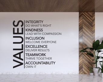 Office Values Wall Decal Teamwork Quote Wall Sticker Office Decor Inspire Office Quote Motivation Idea Wall Art cus237