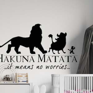 Hakuna Matata Wall Decal The Lion King Cartoon Wall Sticker Simba Wall Decal Nursery Wall Decor lk17