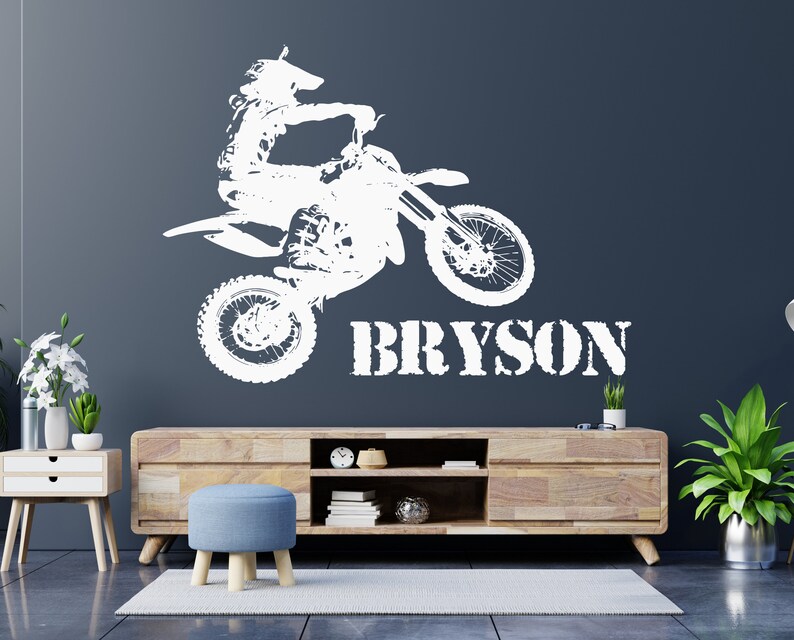 Personalized Custom Name Motocross Wall Decal Motorcycle Wall Etsy