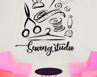 Atelier decor,sewing studio, tailor,Wall Decal, Window Sticker,Handmade 2194