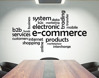 E-commerce Word Cloud Vinyl Wall Decal: Office Decor 1913re