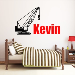 Personalized Name Construction Bulldozer Wall Decal | Heavy Construction Wall Sticker | Tractor Wall Decor | Decals for Boys HL29