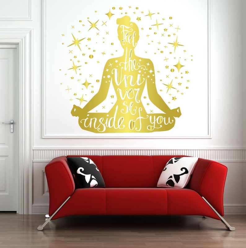 Yoga Wall Decal Yoga Pose Wall Decal Lotus Mandala Wall Etsy