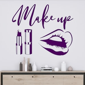 Makeup Wall Decal Makeup Artist Wall Sticker Cosmetics Lipstick Beauty Salon Wall Art 1543re
