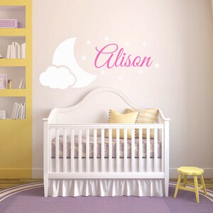 Personalized Name Wall Decal | Clouds Moon and Stars Wall Decal ...