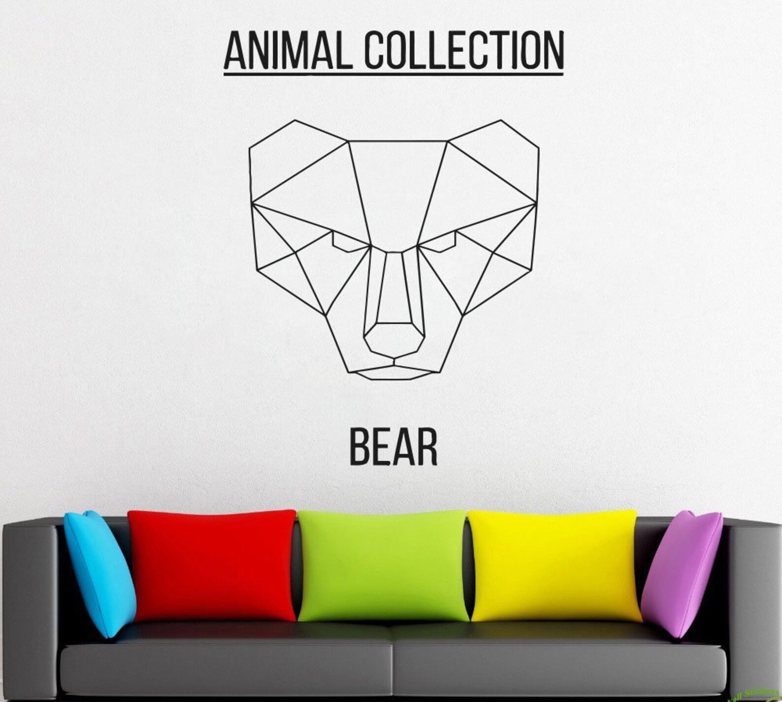 Bear Geometry, Shapes, Animals, Car Stickers, Triangles, Lines Wall ...