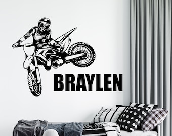 Personalized Custom Name Motocross Wall Decal Motorcycle Wall Sticker Dirt Bike Wall Decor  4276