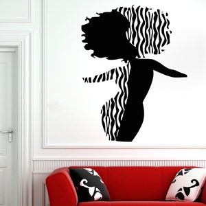 Beautiful African Woman Wall Decal African Girl Wall Sticker Quote Beauty Salon Wall Art 4920