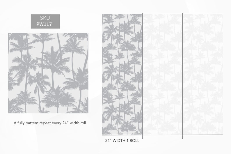 Palm Tree Peel and Stick Wallpaper Gray Self Adhesive - Etsy