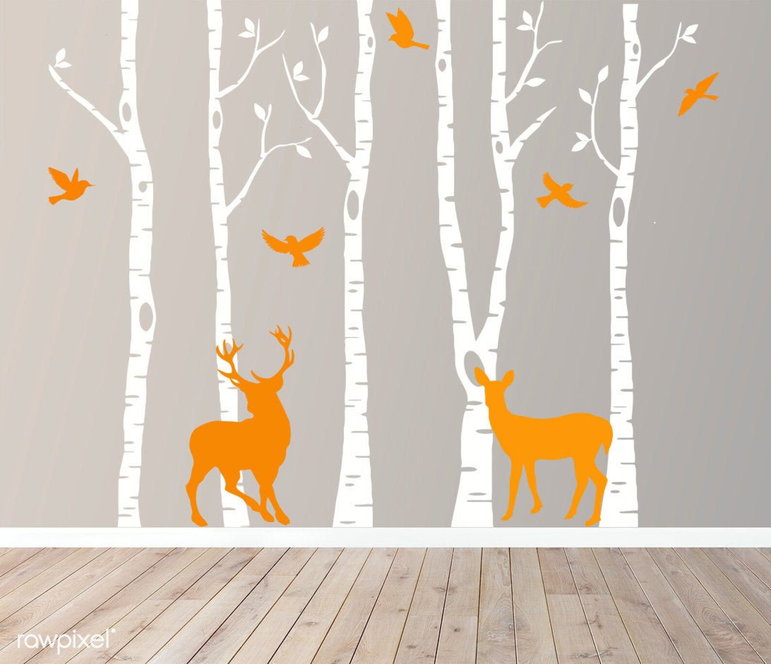 Forest Wall Decal Deer Wall Decal Pine Trees Wall Decal Etsy